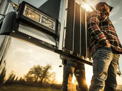 trucker in front of his truck