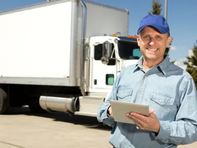 happy trucker with clipboard