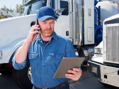 trucker looking at schedule